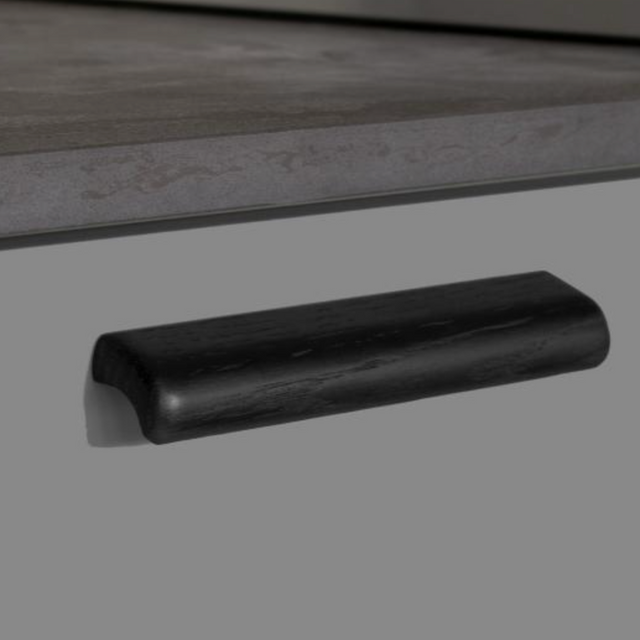 Black Stained Oak "Glove" Wood Drawer Handles - Forge Hardware Studio