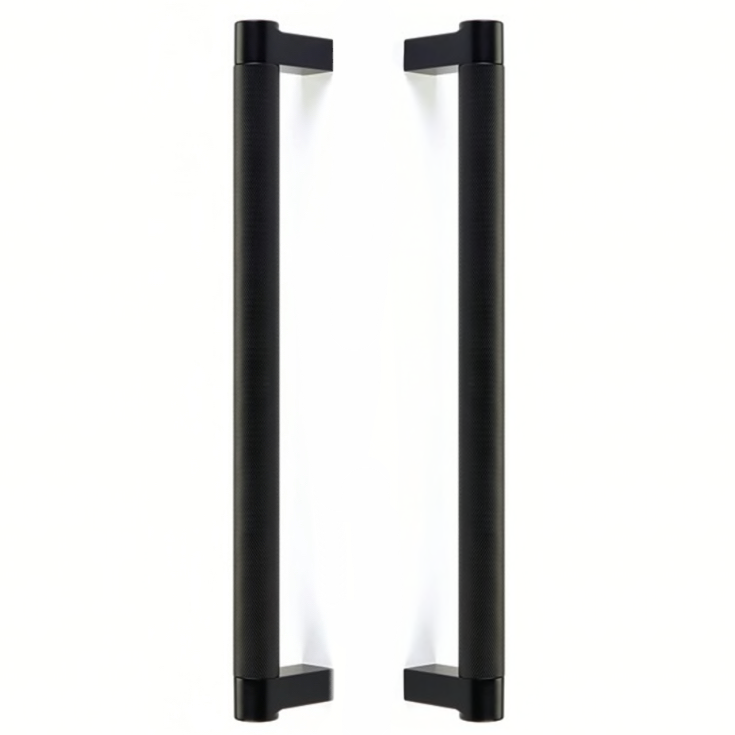 Matte Black Knurled Glass Shower Door Handles - Forge Hardware Studio