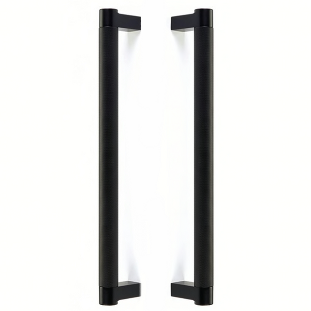 Matte Black Knurled Glass Shower Door Handles - Forge Hardware Studio