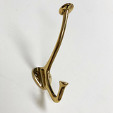 Polished Unlacquered Brass "Ellie" Wall Hooks, Brass Robe Coat Hook - Forge Hardware Studio