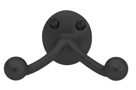Matte Black "Heritage No.2" Double Wall Robe Hook - Industry Hardware