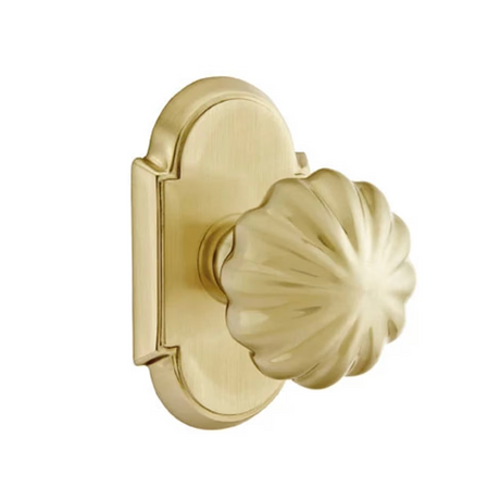 Transitional "Heritage" Flower Door Knob in Satin Brass - Forge Hardware Studio