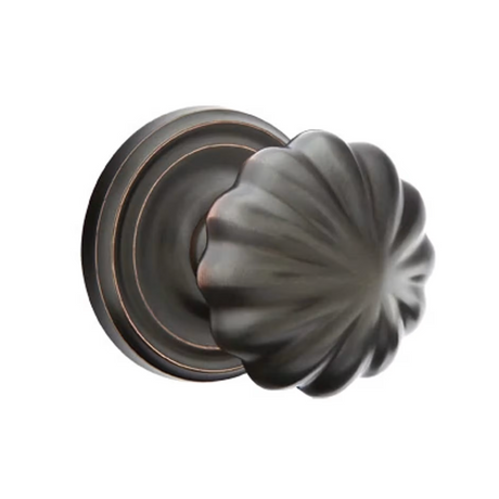 Transitional Oil Rubbed Bronze "Heritage" Flower Door Knob - Forge Hardware Studio