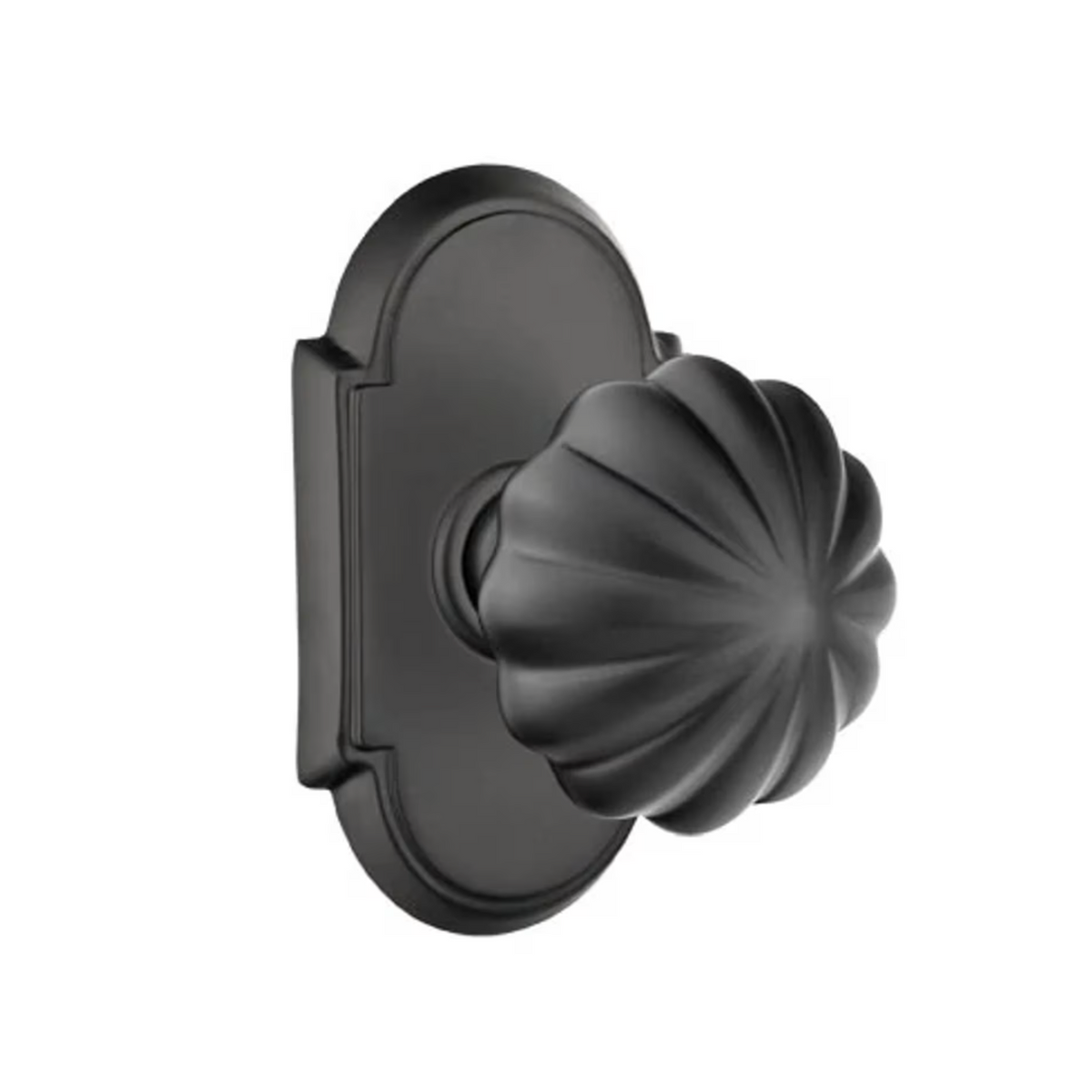 Transitional Matte Black "Heritage" Flower Door Knob - Forge Hardware Studio