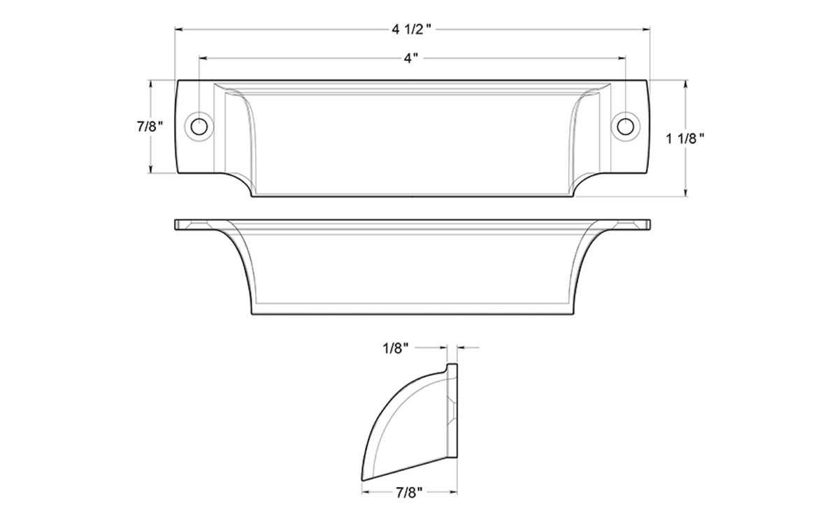 Satin Brass "Ballard" Cup Drawer Pull - Forge Hardware Studio