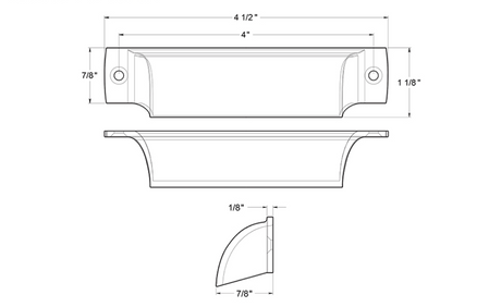 Satin Brass "Ballard" Cup Drawer Pull - Forge Hardware Studio