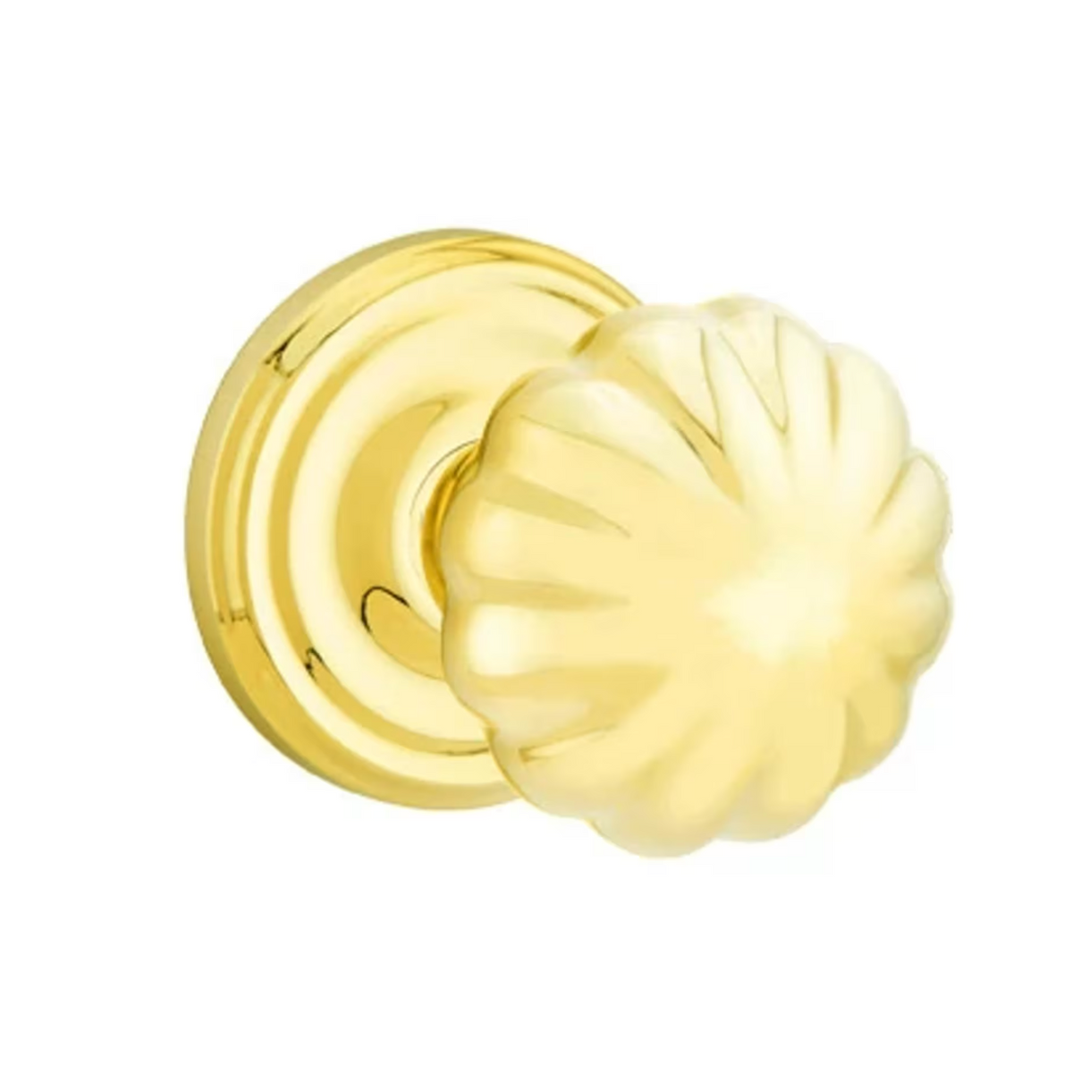 Transitional "Heritage" Flower Door Knob in Unlacquered Brass - Forge Hardware Studio