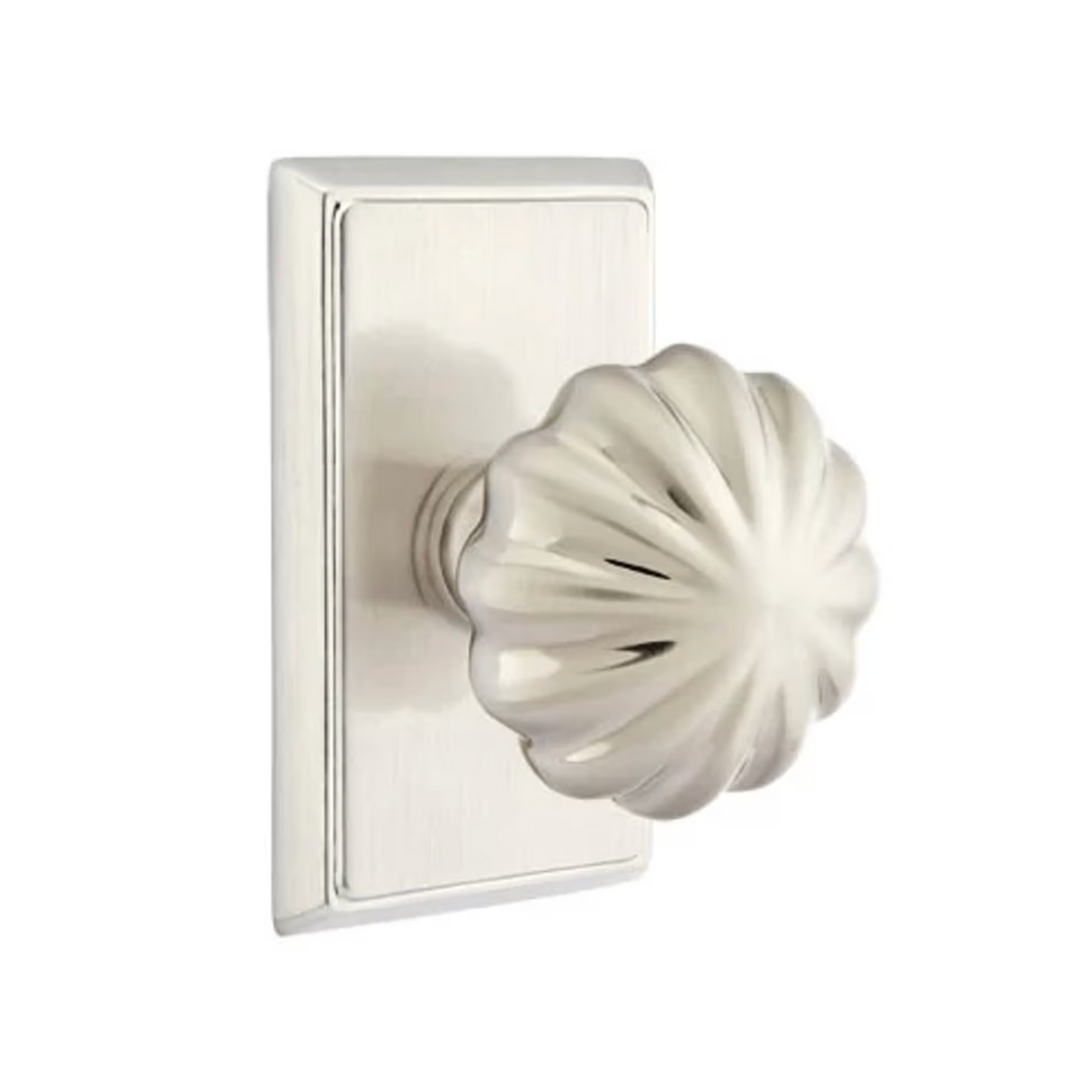 Transitional Satin Nickel "Heritage" Flower Door Knob - Forge Hardware Studio