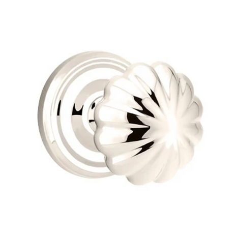 Transitional Polished Nickel "Heritage" Flower Door Knob - Forge Hardware Studio