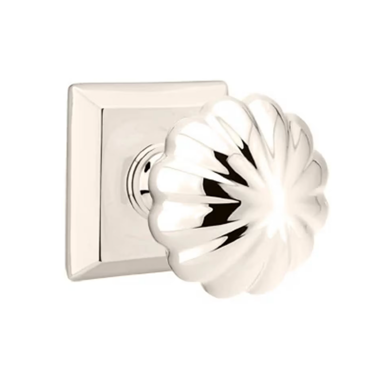Transitional Polished Nickel "Heritage" Flower Door Knob - Forge Hardware Studio