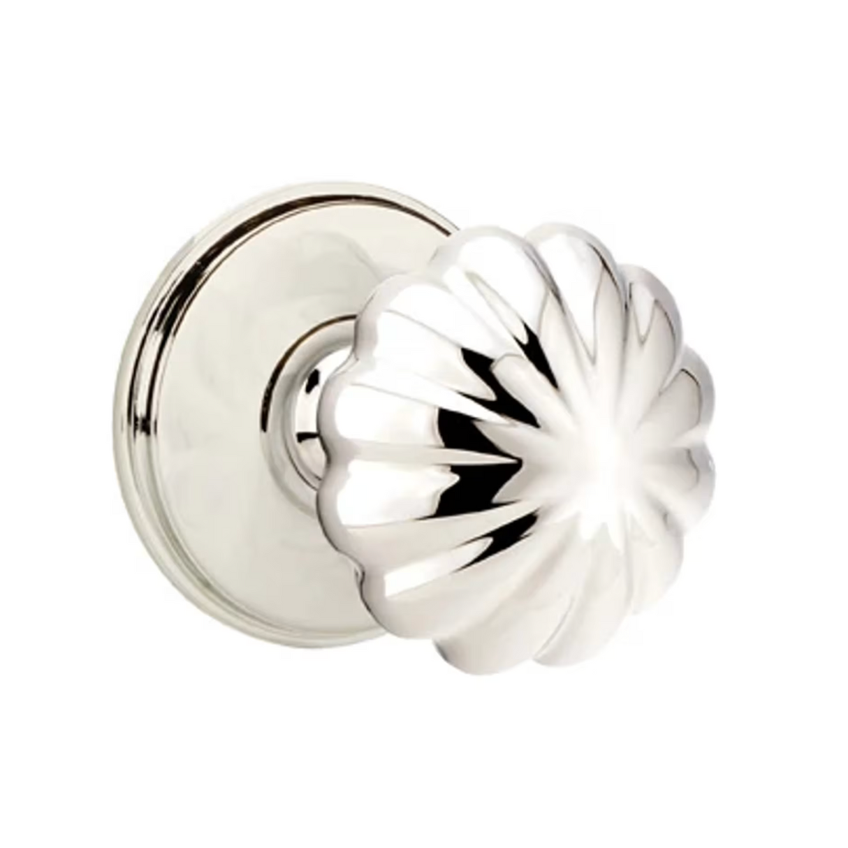 Transitional Polished Nickel "Heritage" Flower Door Knob - Forge Hardware Studio