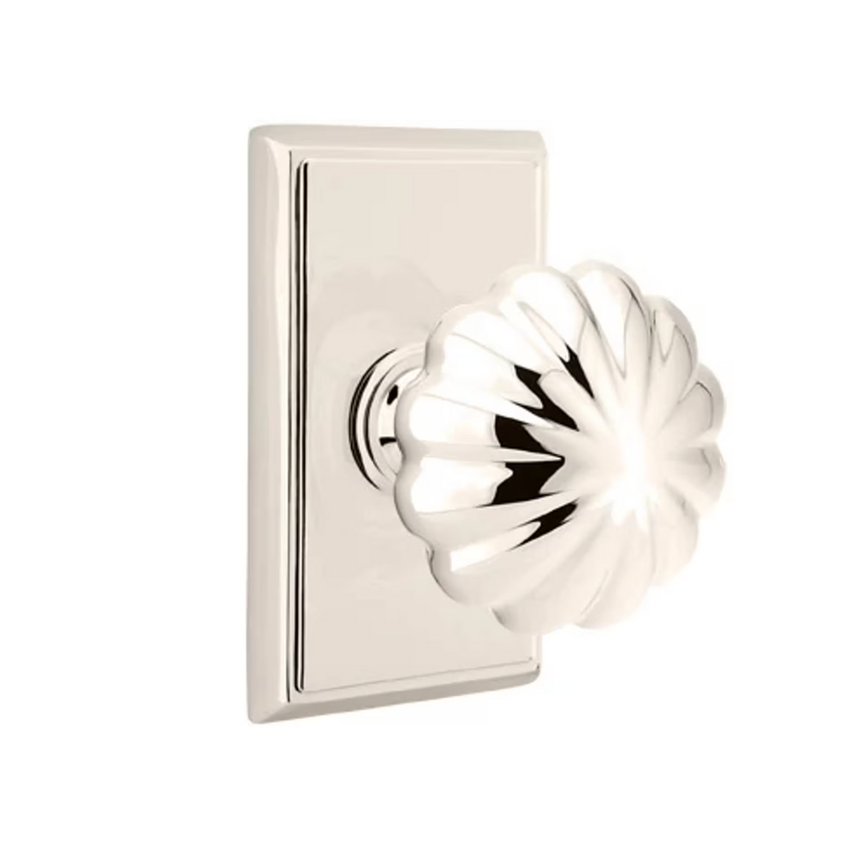 Transitional Polished Nickel "Heritage" Flower Door Knob - Forge Hardware Studio