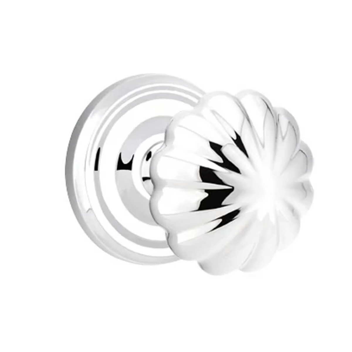 Transitional Polished Chrome "Heritage" Flower Door Knob - Forge Hardware Studio