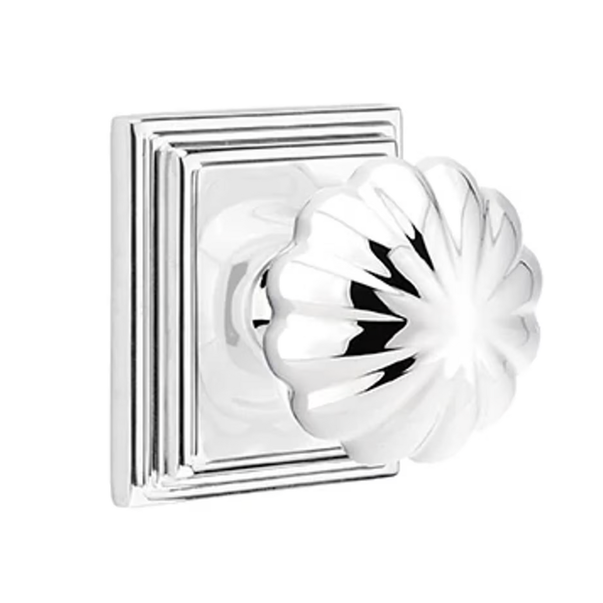 Transitional Polished Chrome "Heritage" Flower Door Knob - Forge Hardware Studio