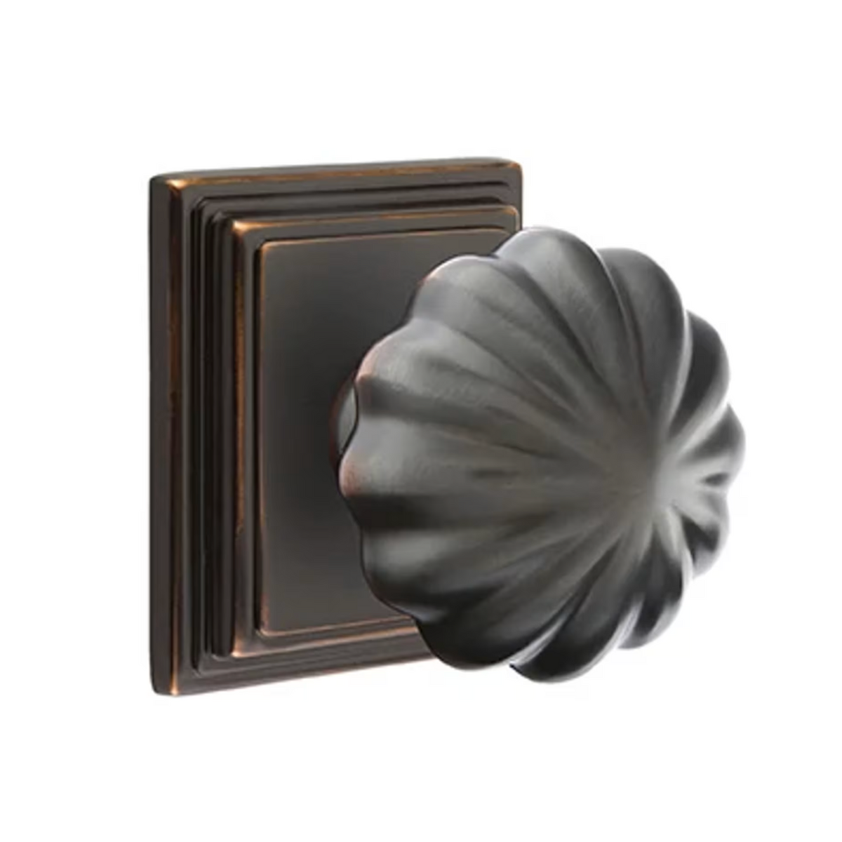 Transitional Oil Rubbed Bronze "Heritage" Flower Door Knob - Forge Hardware Studio