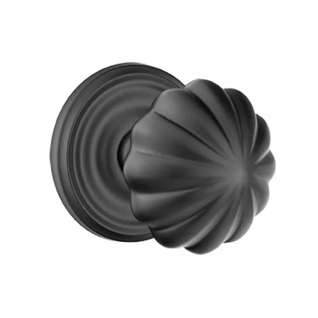 Transitional Matte Black "Heritage" Flower Door Knob - Forge Hardware Studio