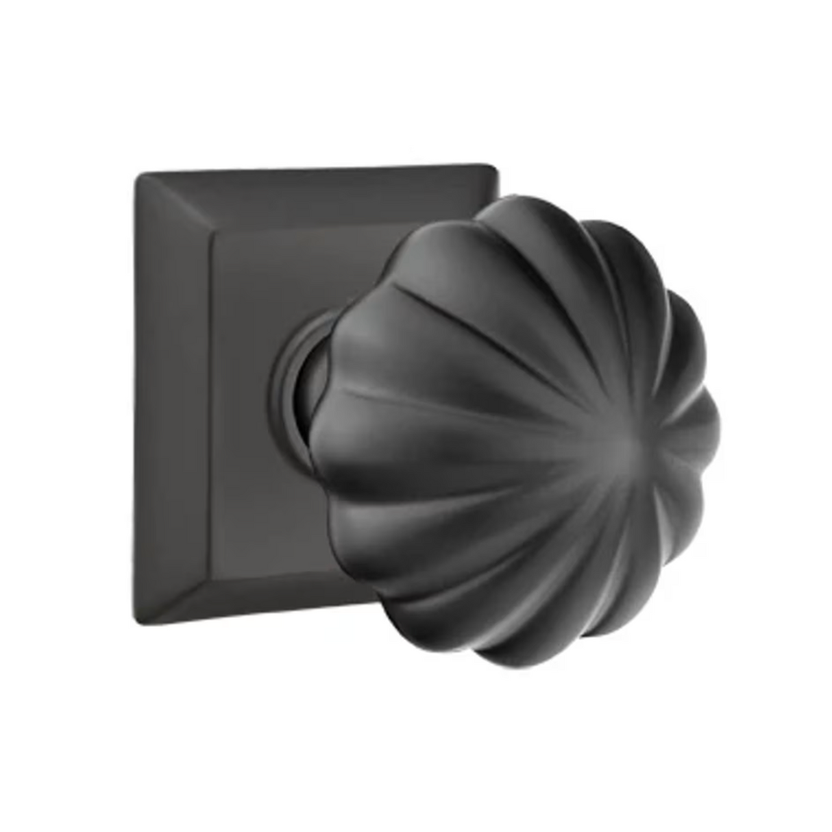 Transitional Matte Black "Heritage" Flower Door Knob - Forge Hardware Studio