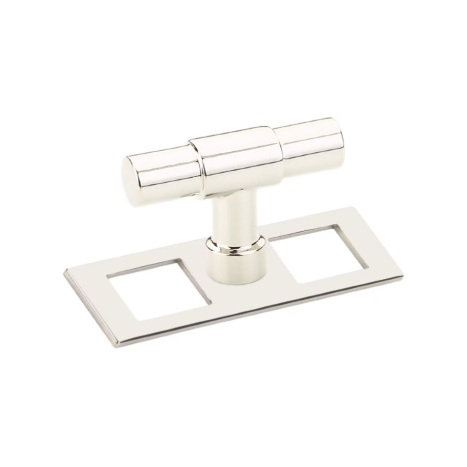 Polished Nickel Industrial Modern Pulls and Knob with Backplate - Forge Hardware Studio