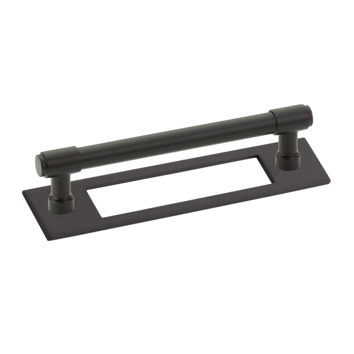 Matte Black Industrial Modern Pulls and Knob with Backplate - Forge Hardware Studio