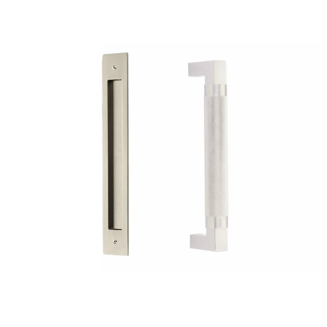 Door Flush Knurled "Helix" Pull and Handle Front and Back Hardware for Interior Doors - Forge Hardware Studio