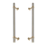 Champagne Bronze and Polished Nickel Smooth "Contemporary" Glass Shower Door Handles - Forge Hardware Studio
