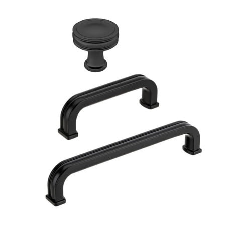 Matte Black "Belfour" Cabinet Knobs and Drawer Pulls - Forge Hardware Studio