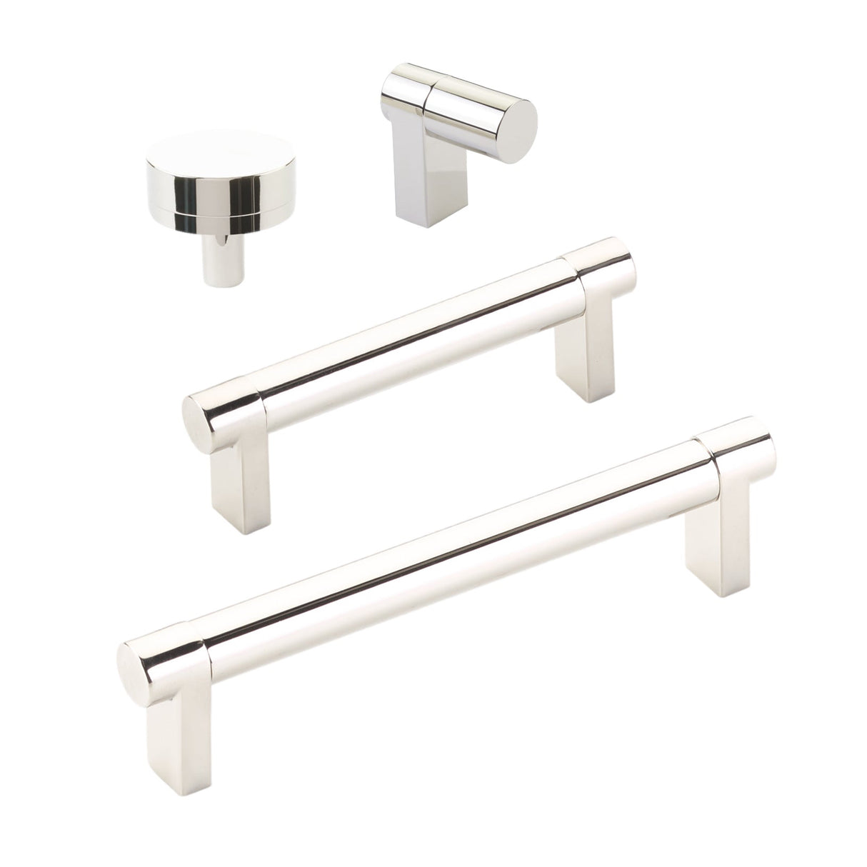 Smooth Polished Nickel Cabinet Knobs and Drawer Pulls - Forge Hardware Studio