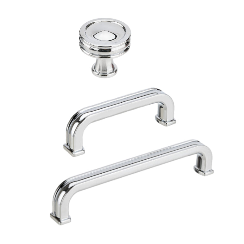 Polished Chrome "Belfour" Cabinet Knobs and Drawer Pulls - Forge Hardware Studio