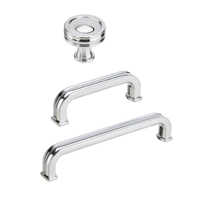 Polished Chrome "Belfour" Cabinet Knobs and Drawer Pulls - Forge Hardware Studio