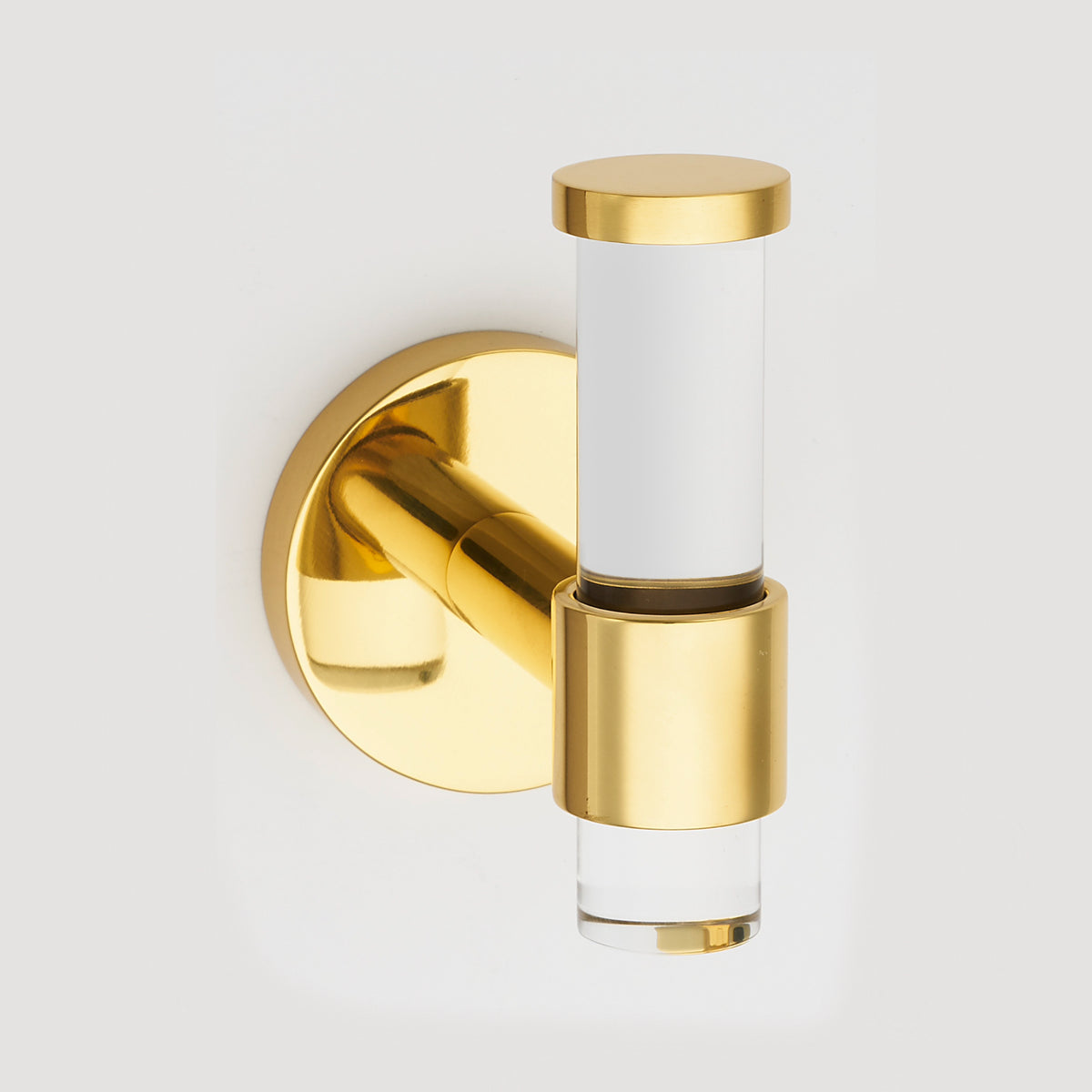 Unlacquered Polished Brass Lucite Wall T-Shape Hook - Forge Hardware Studio