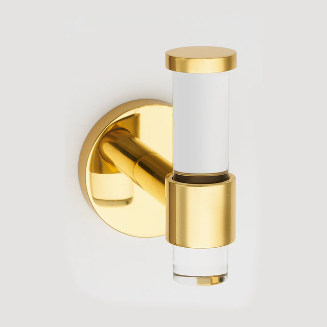 Unlacquered Polished Brass Lucite Wall T-Shape Hook - Forge Hardware Studio