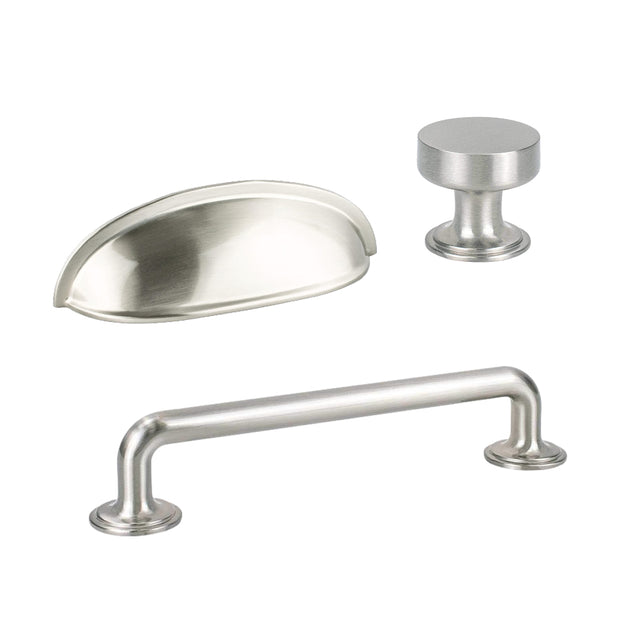 Payton Cabinet Knob and Drawer Pulls in Brushed Nickel - Forge Hardware Studio