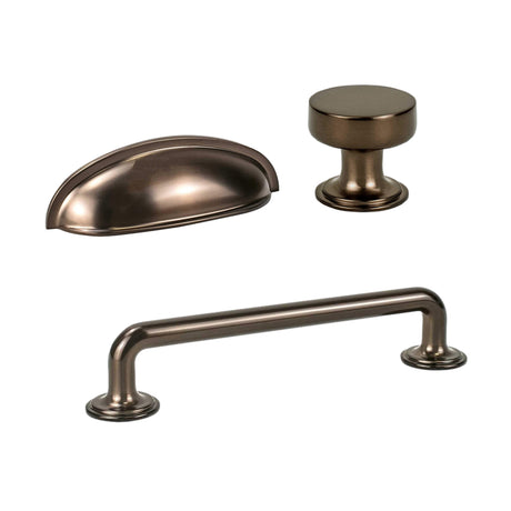 Payton Cabinet Knob and Drawer Pulls in Burnished Bronze - Forge Hardware Studio