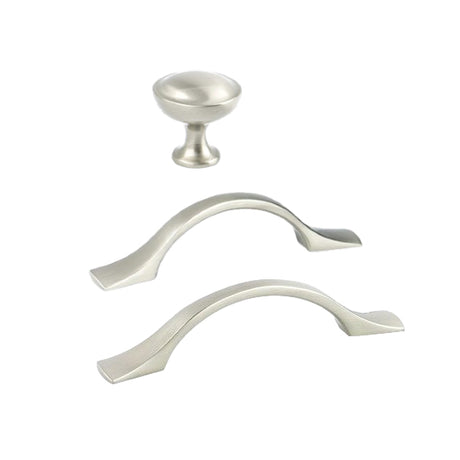 Brushed Nickel "Tina" Cabinet Knob and Drawer Pulls - Forge Hardware Studio