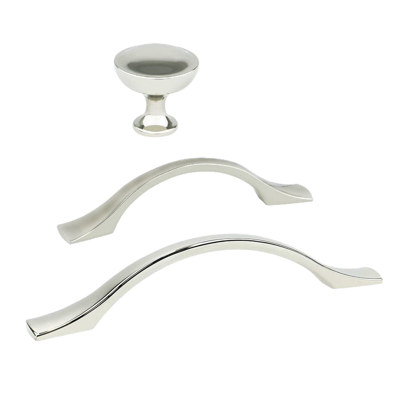Polished Nickel "Tina" Cabinet Knob and Drawer Pulls - Forge Hardware Studio