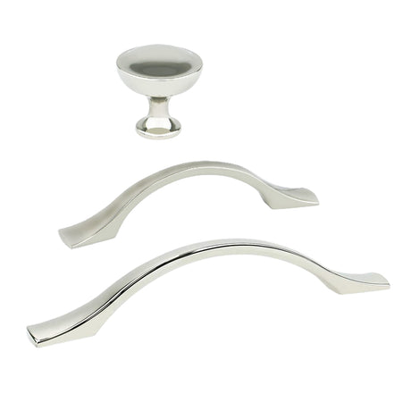 Polished Nickel "Tina" Cabinet Knob and Drawer Pulls - Forge Hardware Studio