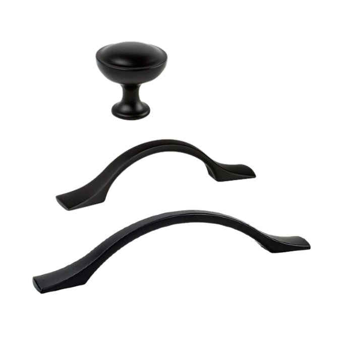 Matte Black "Tina" Cabinet Knob and Drawer Pulls - Forge Hardware Studio