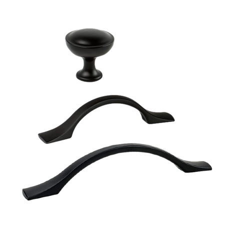 Matte Black "Tina" Cabinet Knob and Drawer Pulls - Forge Hardware Studio