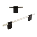 T-Bar "Line" Polished Nickel and Black Cabinet Knob and Drawer Pull - Forge Hardware Studio