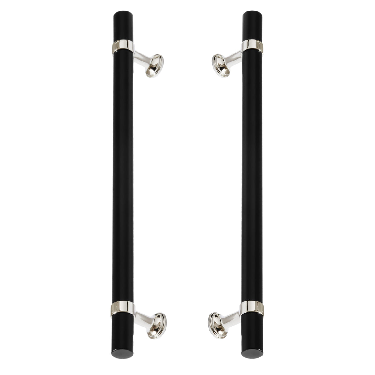 Polished Nickel and Matte Black Smooth "Contemporary" Glass Shower Door Handles - Forge Hardware Studio