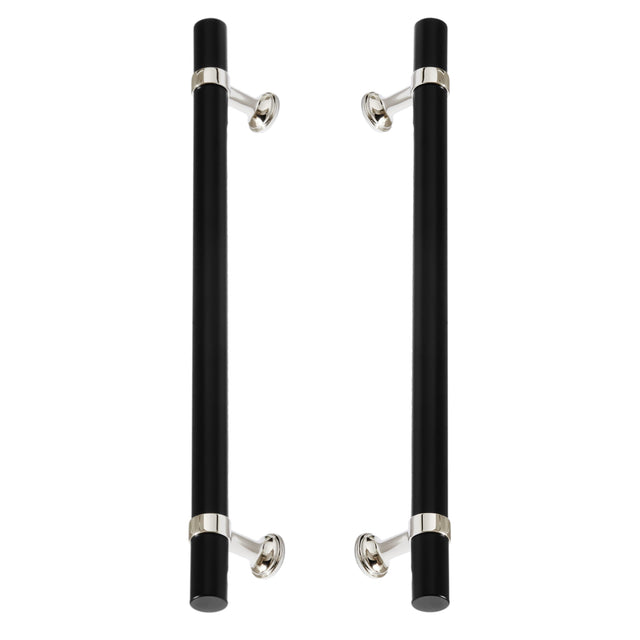 Polished Nickel and Matte Black Smooth "Contemporary" Glass Shower Door Handles - Forge Hardware Studio
