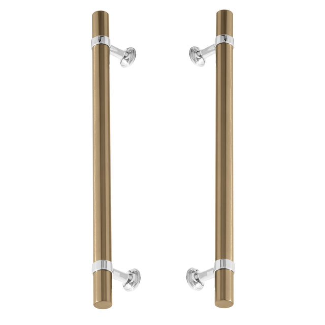 Chrome and Champagne Bronze Smooth "Contemporary" Glass Shower Door Handles - Forge Hardware Studio