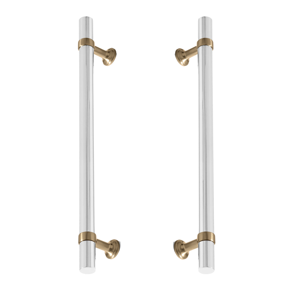 Champagne Bronze and Chrome Smooth "Contemporary" Glass Shower Door Handles - Forge Hardware Studio