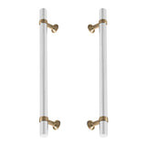 Champagne Bronze and Chrome Smooth "Contemporary" Glass Shower Door Handles - Forge Hardware Studio