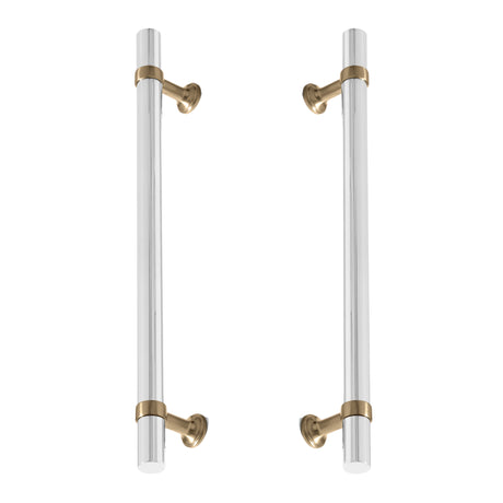 Champagne Bronze and Chrome Smooth "Contemporary" Glass Shower Door Handles - Forge Hardware Studio