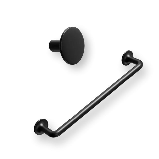 Tango Matte Black Cabinet Knob and Handle - Forge Hardware Studio