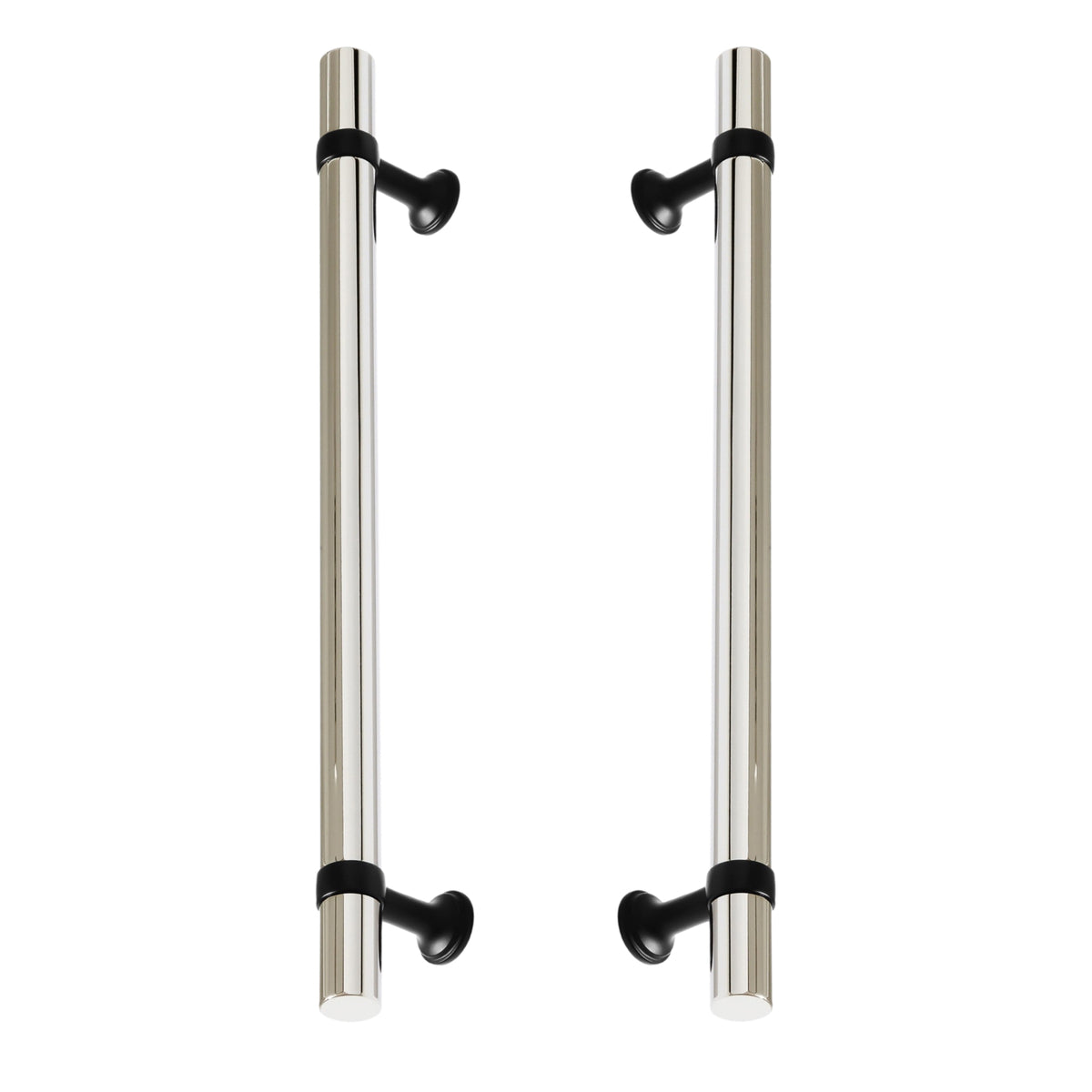 Matte Black and Polished Nickel Smooth "Contemporary" Glass Shower Door Handles - Forge Hardware Studio