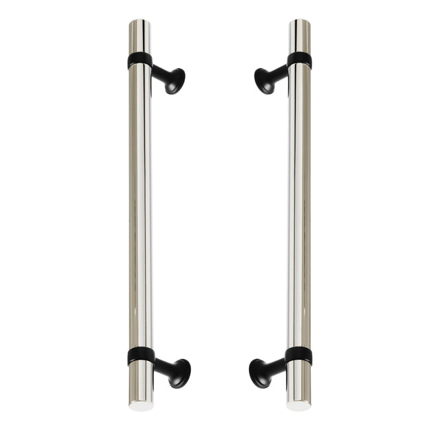 Matte Black and Polished Nickel Smooth "Contemporary" Glass Shower Door Handles - Forge Hardware Studio