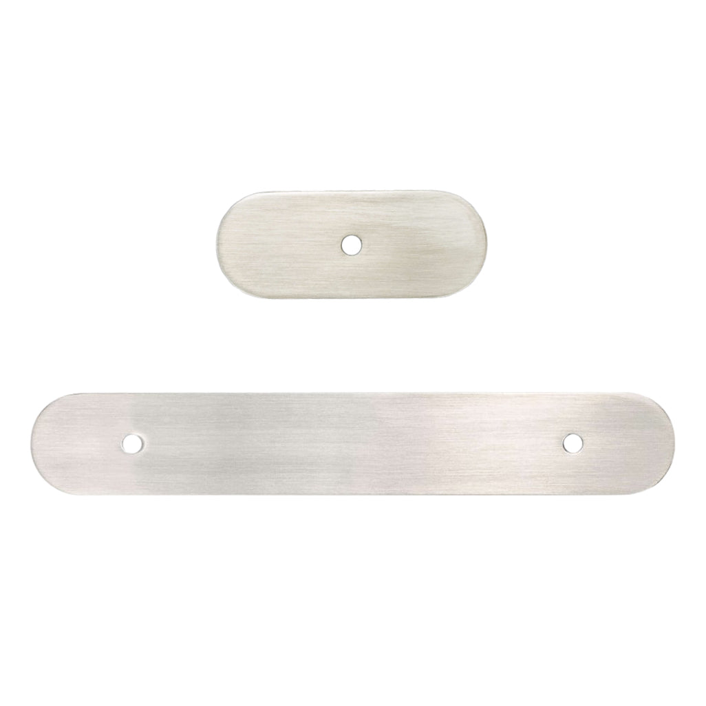 Brushed Nickel Rounded Drawer Pull Backplates - Forge Hardware Studio