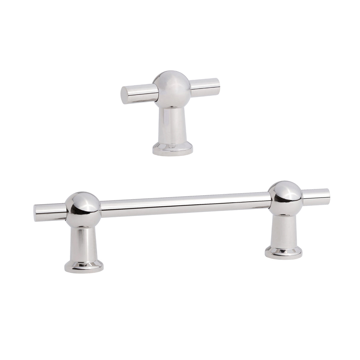 Polished Nickel "Elodie" T-Knob and Drawer Pull - Forge Hardware Studio